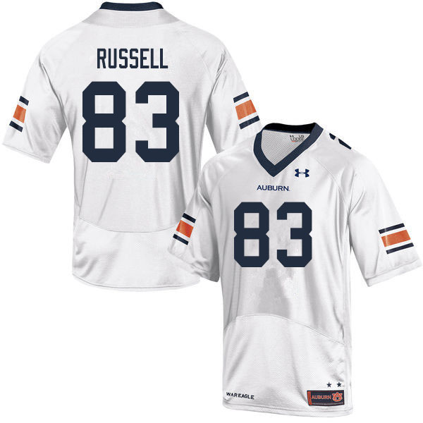 Auburn Tigers Men's Malcolm Russell #83 White Under Armour Stitched College 2019 NCAA Authentic Football Jersey IVB4374KW